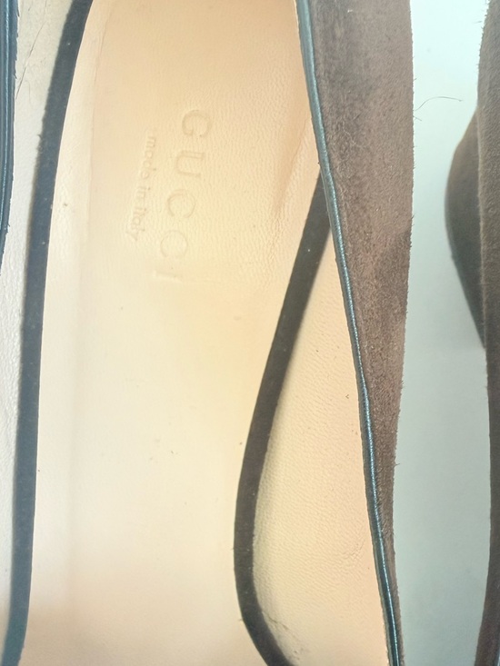 Gucci Dark Chocolate Brown Marmont GG fringe 55mm block heel Loafer pumps EU38.5 - Picture 3 of 11